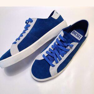 Diesel S-Mydori LC US 8 EU40.5 Blue Suede Leather Sneakers Vintage Effect